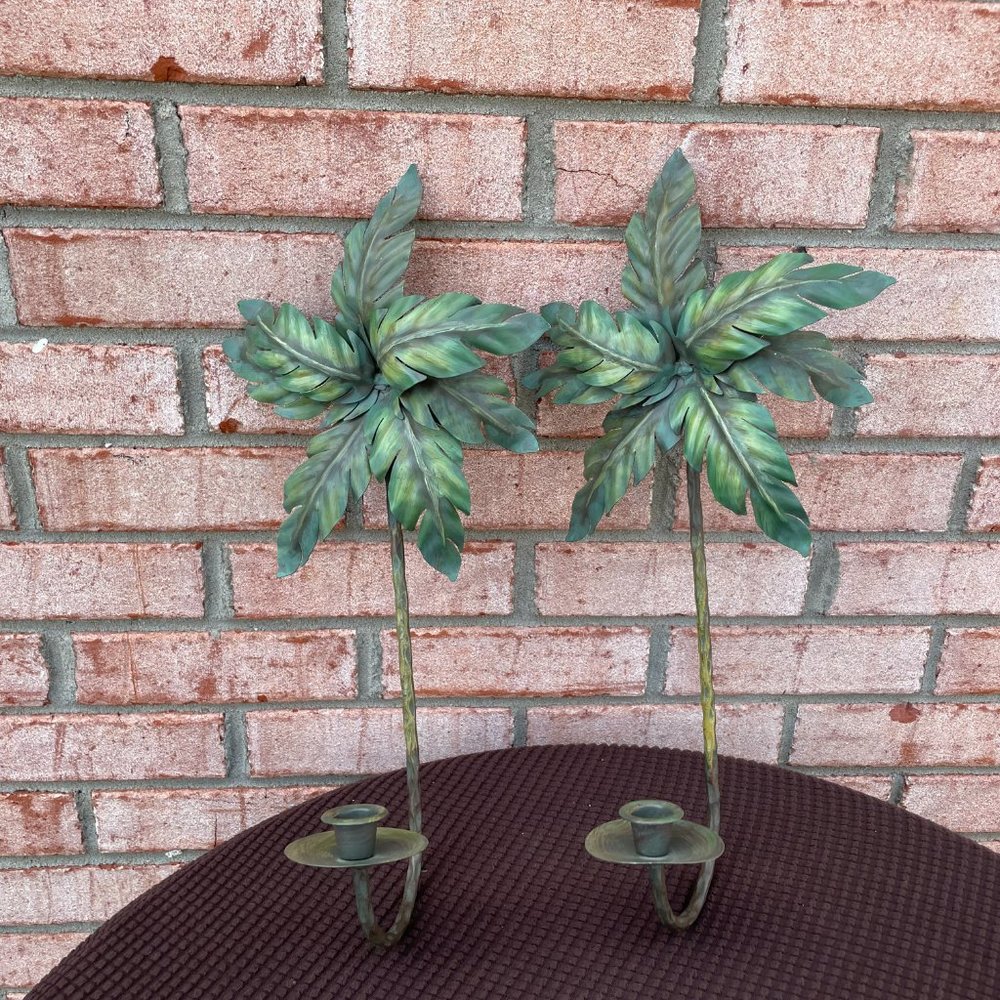 Vintage Green Leaf Candle Holders - Picture 9 of 12